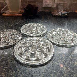 Vintage Clear Glass Flower Frog 16 holes Crystal 5" Floral Stem Arranging